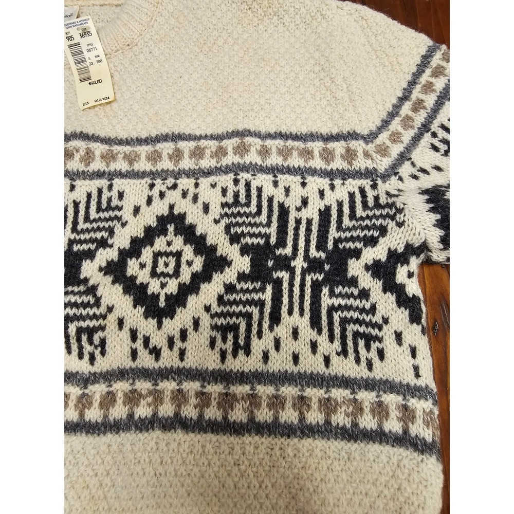 Vintage Potomac Collection Nordic Fair Isle Sweater Cream Black Brown - Picture 2 of 9